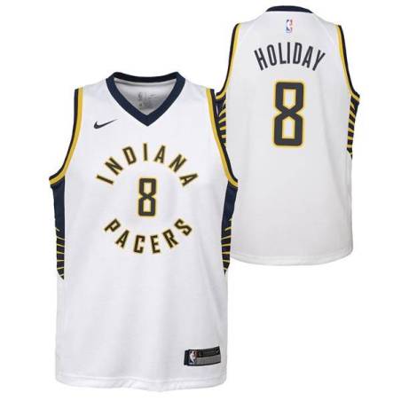 White Justin Holiday Pacers #8 Twill Basketball Jersey