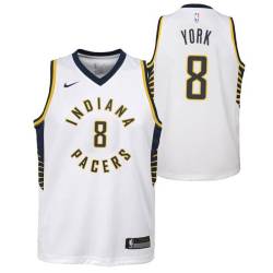 White Gabe York Pacers #8 Twill Basketball Jersey