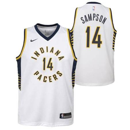 White JaKarr Sampson Pacers #14 Twill Basketball Jersey