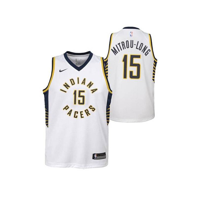 White Naz Mitrou-Long Pacers #15 Twill Basketball Jersey