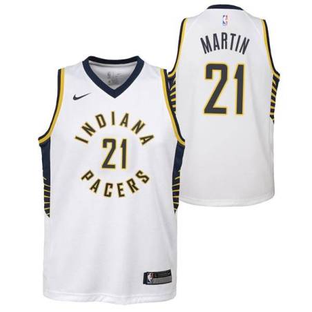 White Kelan Martin Pacers #21 Twill Basketball Jersey