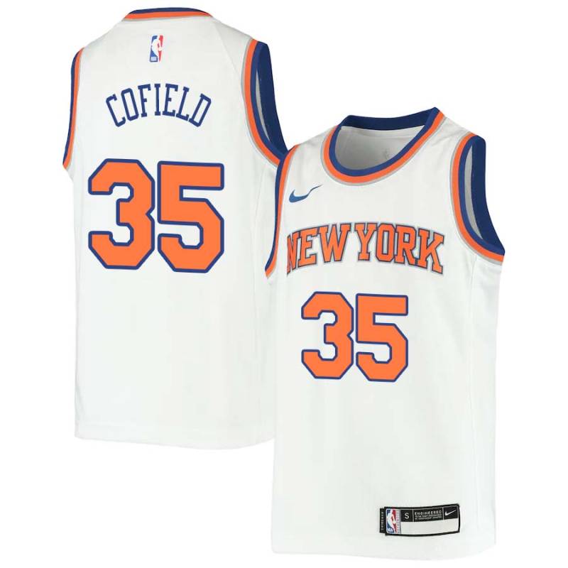 White Fred Cofield Twill Basketball Jersey -Knicks #35 Cofield Twill Jerseys, FREE SHIPPING