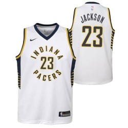White Isaiah Jackson Pacers #23 Twill Basketball Jersey