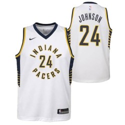 White Alize Johnson Pacers #24 Twill Basketball Jersey