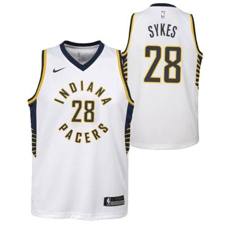 White Keifer Sykes Pacers #28 Twill Basketball Jersey