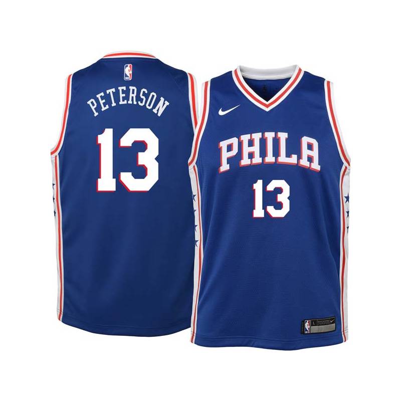 Blue Ed Peterson Twill Basketball Jersey -76ers #13 Peterson Twill Jerseys, FREE SHIPPING