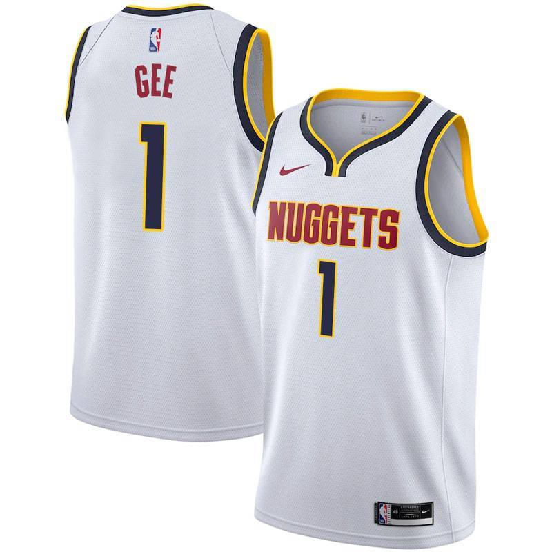 White Nuggets #1 Alonzo Gee Twill Basketball Jersey