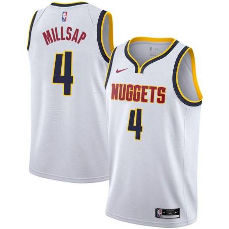 White Nuggets #4 Paul Millsap Twill Basketball Jersey