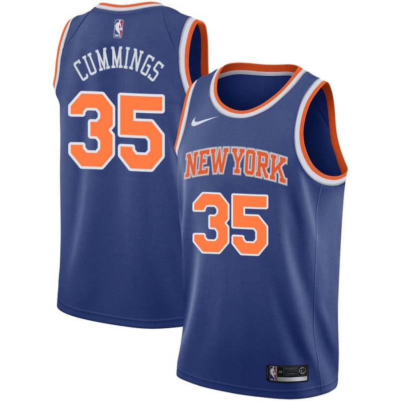 Blue Terry Cummings Twill Basketball Jersey -Knicks #35 Cummings Twill Jerseys, FREE SHIPPING