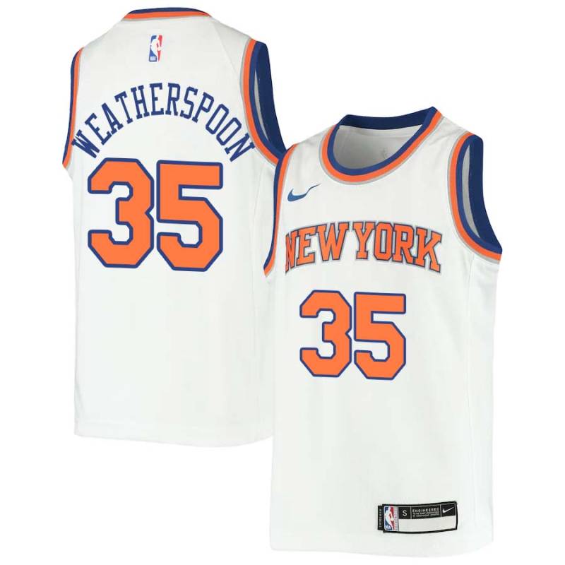 White Clarence Weatherspoon Twill Basketball Jersey -Knicks #35 Weatherspoon Twill Jerseys, FREE SHIPPING