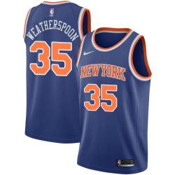 Blue Clarence Weatherspoon Twill Basketball Jersey -Knicks #35 Weatherspoon Twill Jerseys, FREE SHIPPING