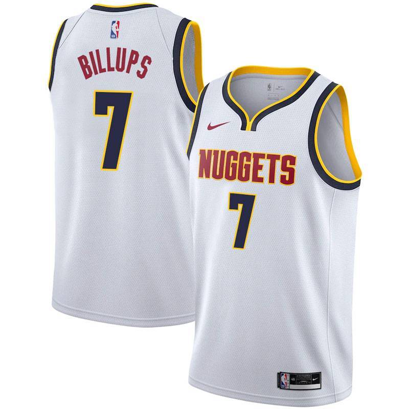White Nuggets #7 Chauncey Billups Twill Basketball Jersey