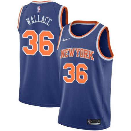 Blue Rasheed Wallace Twill Basketball Jersey -Knicks #36 Wallace Twill Jerseys, FREE SHIPPING