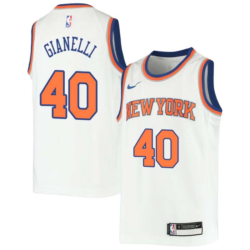 White John Gianelli Twill Basketball Jersey -Knicks #40 Gianelli Twill Jerseys, FREE SHIPPING