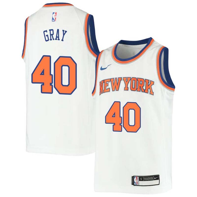 White Stuart Gray Twill Basketball Jersey -Knicks #40 Gray Twill Jerseys, FREE SHIPPING