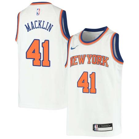 White Rudy Macklin Twill Basketball Jersey -Knicks #41 Macklin Twill Jerseys, FREE SHIPPING