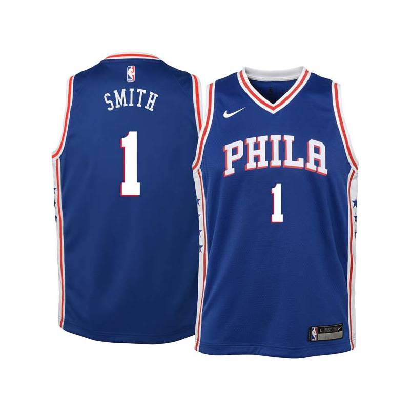 Blue Ish Smith Twill Basketball Jersey -76ers #1 Smith Twill Jerseys, FREE SHIPPING
