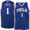 Blue Ish Smith Twill Basketball Jersey -76ers #1 Smith Twill Jerseys, FREE SHIPPING