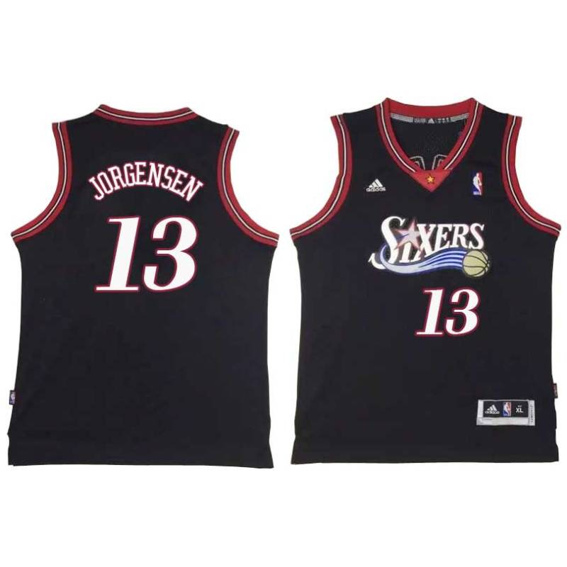 Black Throwback Noble Jorgensen Twill Basketball Jersey -76ers #13 Jorgensen Twill Jerseys, FREE SHIPPING