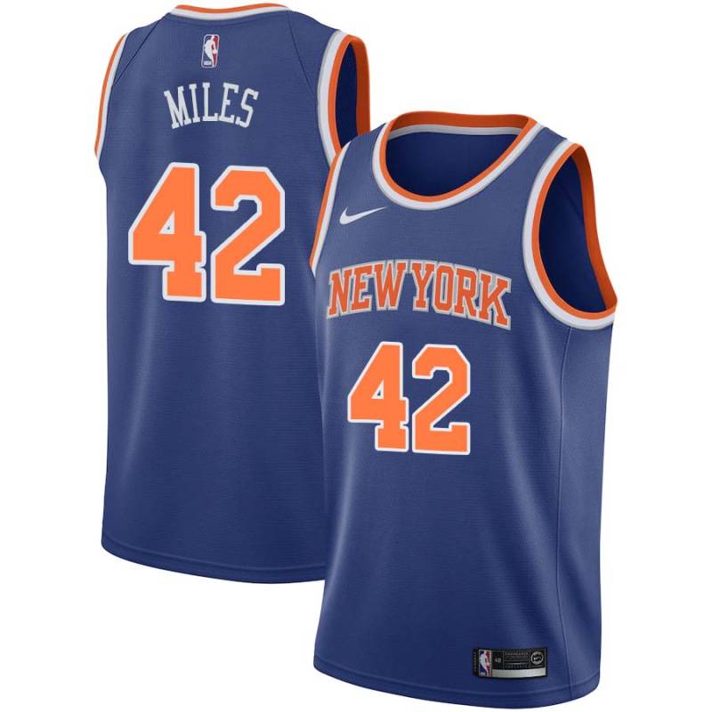 Blue Eddie Miles Twill Basketball Jersey -Knicks #42 Miles Twill Jerseys, FREE SHIPPING