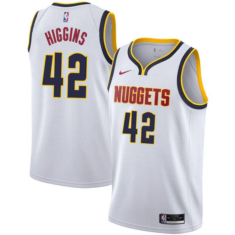 White Nuggets #42 Mike Higgins Twill Basketball Jersey