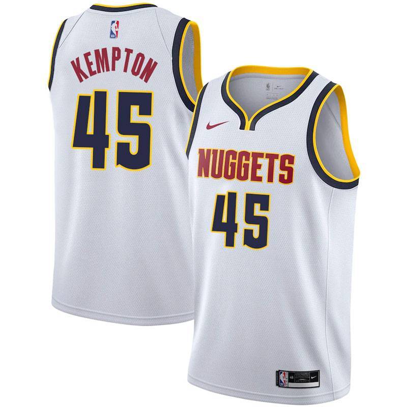 White Nuggets #45 Tim Kempton Twill Basketball Jersey