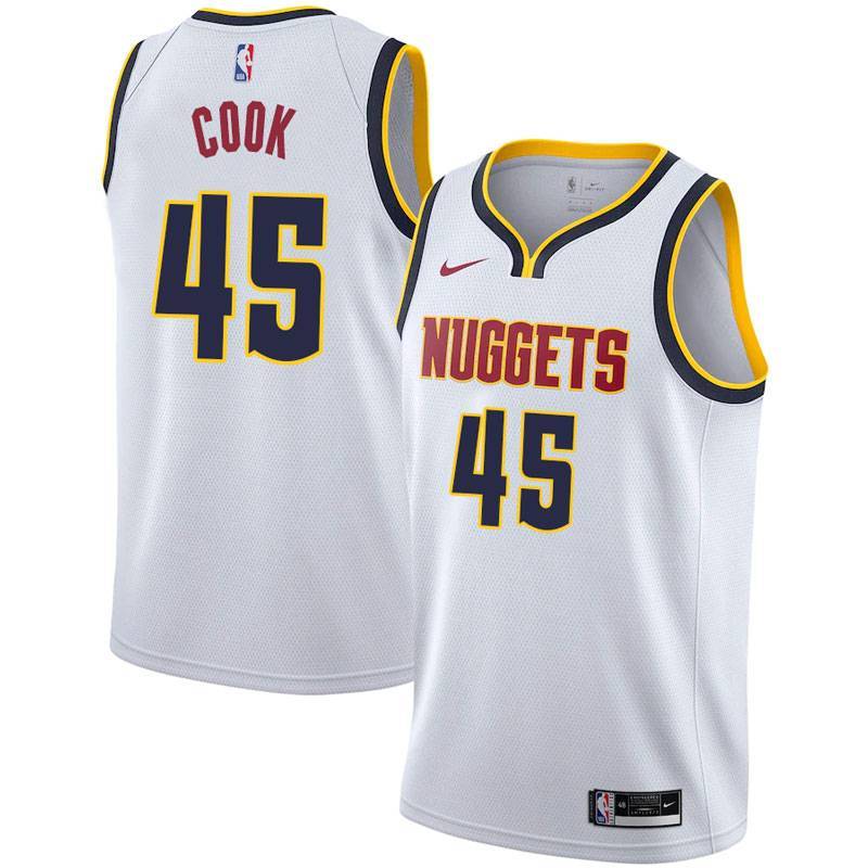 White Nuggets #45 Anthony Cook Twill Basketball Jersey