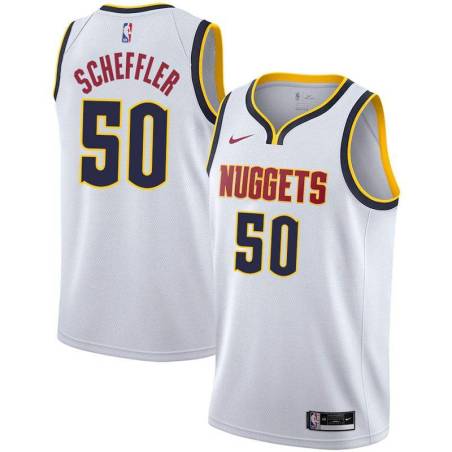 White Nuggets #50 Steve Scheffler Twill Basketball Jersey