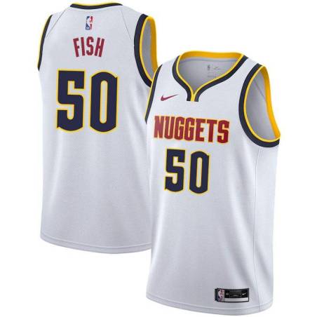 White Nuggets #50 Matt Fish Twill Basketball Jersey