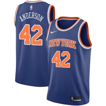 Blue Eric Anderson Twill Basketball Jersey -Knicks #42 Anderson Twill Jerseys, FREE SHIPPING