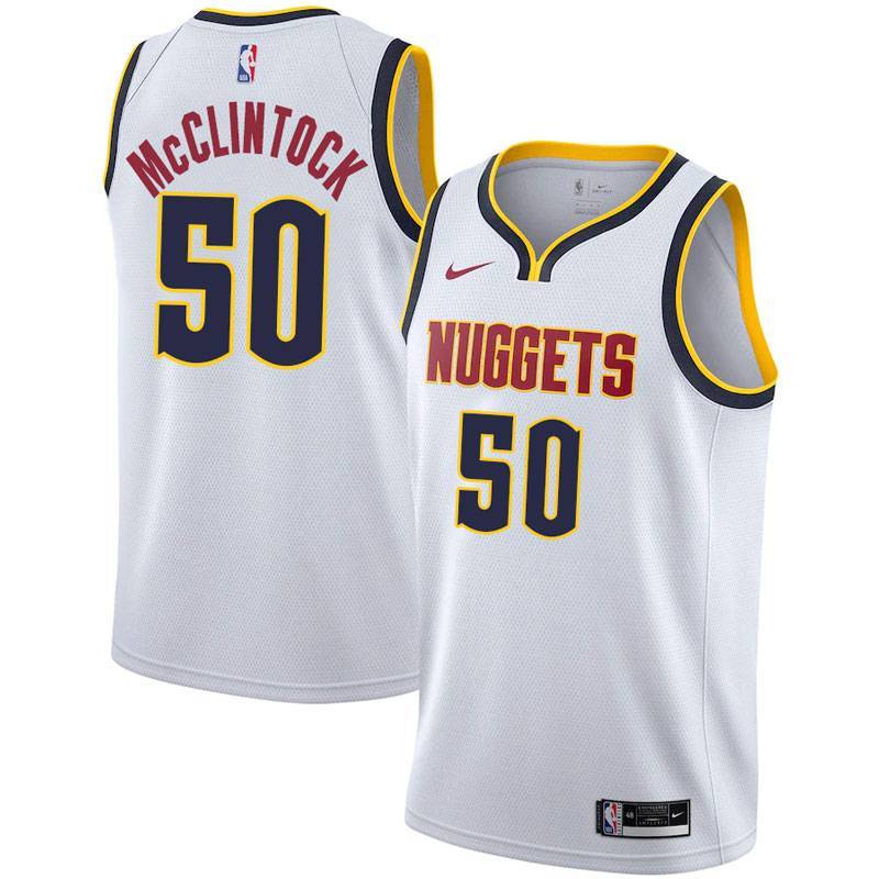 White Nuggets #50 Dan McClintock Twill Basketball Jersey
