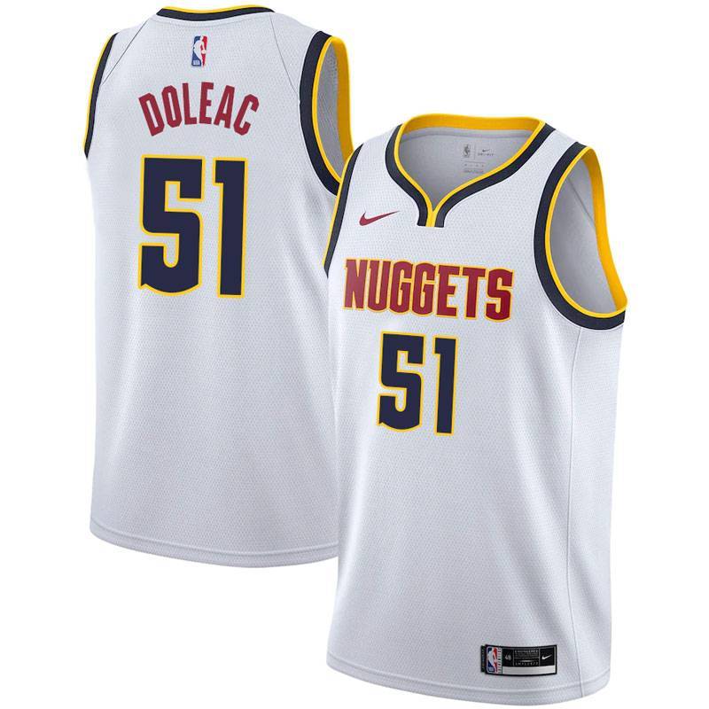 White Nuggets #51 Michael Doleac Twill Basketball Jersey