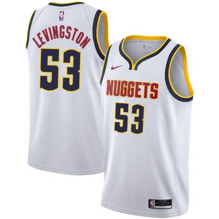 White Nuggets #53 Cliff Levingston Twill Basketball Jersey