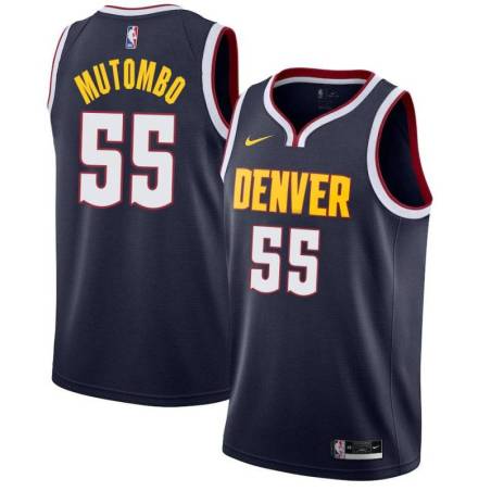 Navy Nuggets #55 Dikembe Mutombo Twill Basketball Jersey