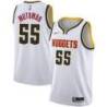 White Nuggets #55 Dikembe Mutombo Twill Basketball Jersey