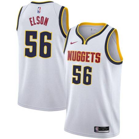 White Nuggets #56 Francisco Elson Twill Basketball Jersey