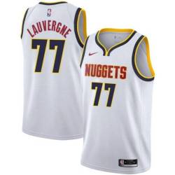 White Nuggets #77 Joffrey Lauvergne Twill Basketball Jersey