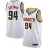 White Nuggets #94 Evan Fournier Twill Basketball Jersey