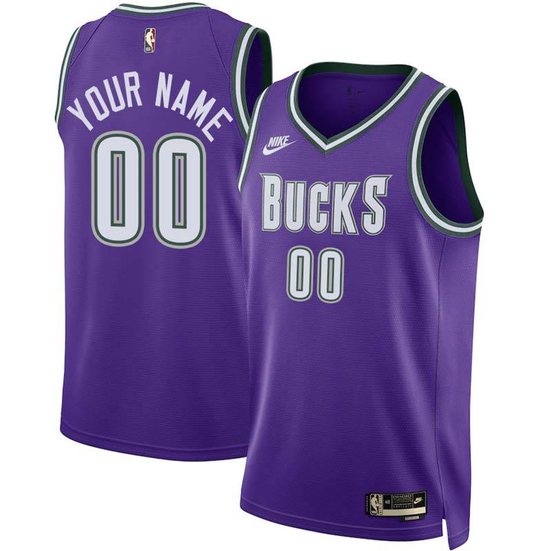 Purple Classic Milwaukee Bucks Custom Jersey, twill play name/number and team graphics