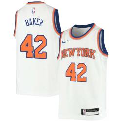 White Vin Baker Twill Basketball Jersey -Knicks #42 Baker Twill Jerseys, FREE SHIPPING