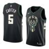 Black2 Black2 Bucks #5 Jevon Carter Twill Basketball Jersey