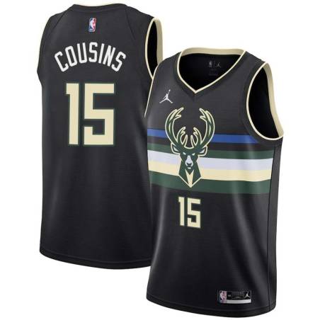 Black Bucks #15 DeMarcus Cousins Twill Basketball Jersey