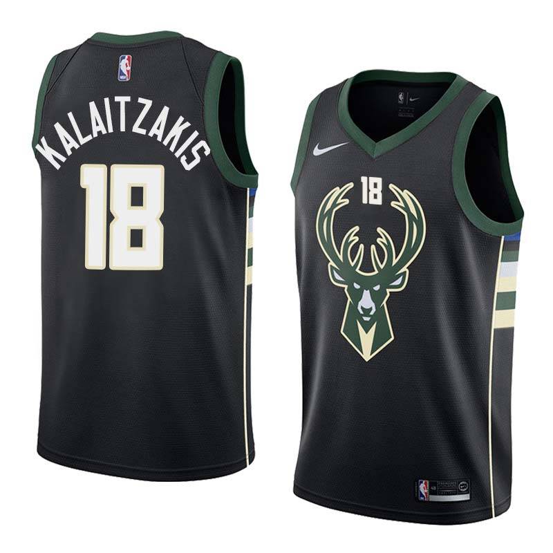 Black2 Bucks #18 Georgios Kalaitzakis Twill Basketball Jersey