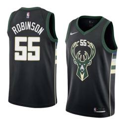 Black2 Bucks #55 Justin Robinson Twill Basketball Jersey