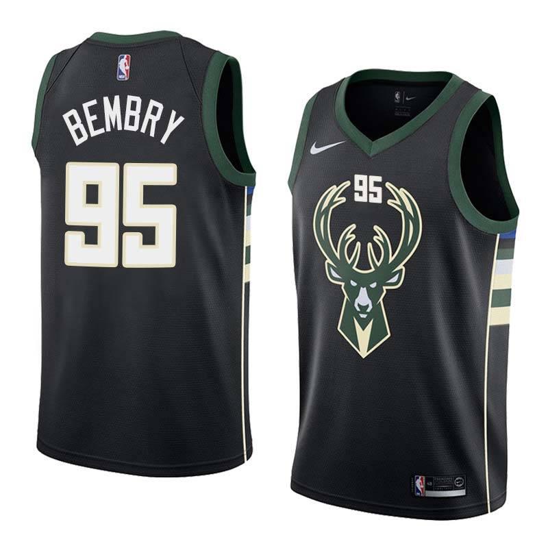Black2 Bucks #95 DeAndre Bembry Twill Basketball Jersey