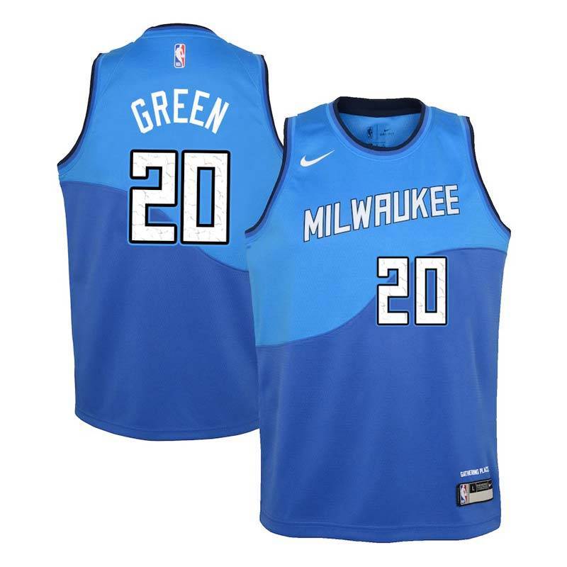 Blue City Bucks #20 A.J. Green Twill Basketball Jersey