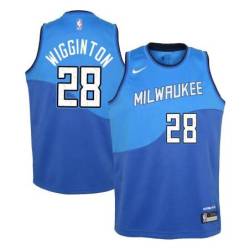 Blue City Bucks #28 Lindell Wigginton Twill Basketball Jersey