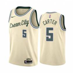 Cream_City Cream City Bucks #5 Jevon Carter Twill Basketball Jersey