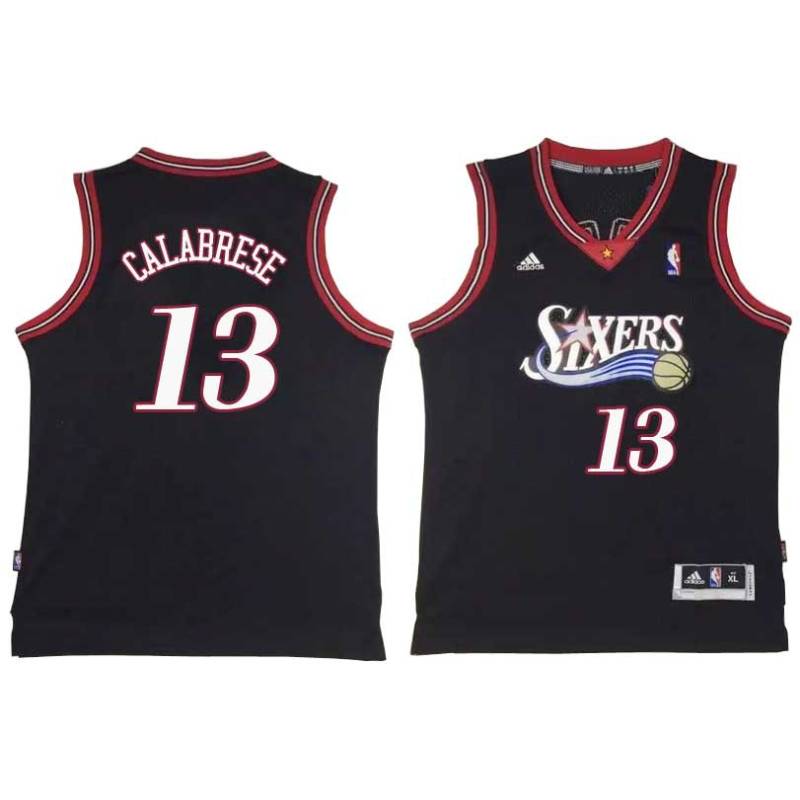 Black Throwback Gerry Calabrese Twill Basketball Jersey -76ers #13 Calabrese Twill Jerseys, FREE SHIPPING