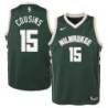 Green Bucks #15 DeMarcus Cousins Twill Basketball Jersey